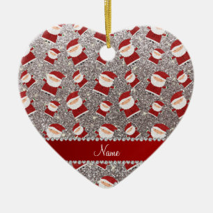 Personalisierter Name Silber Glitzer santas Keramik Ornament