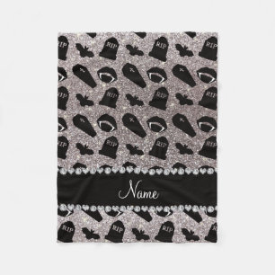 Personalisierter Name Silber Glitzer Vampir Fleecedecke