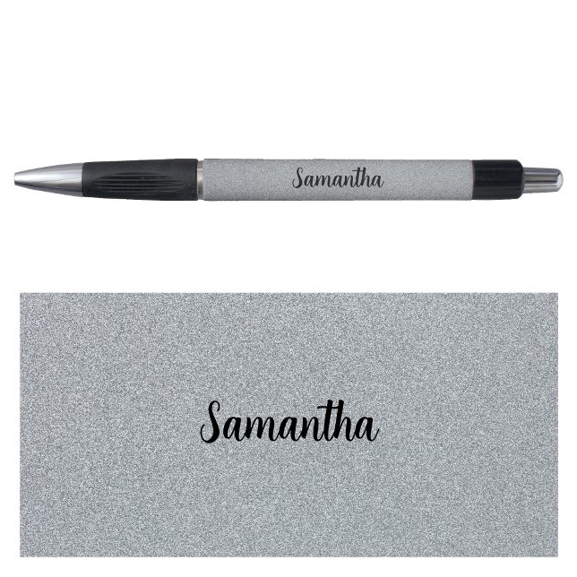 Personalisierter Name Silver Grau Glitzer Kugelschreiber (Personalized Name Silver Gray Glitter Pen)