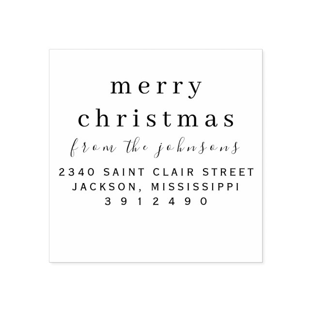 Personalisierter Name simpel Moderne frohe Weihnac Gummistempel (Prägung)