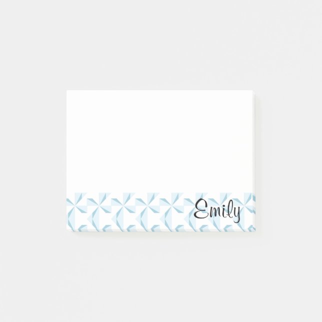 Personalisierter Name Sky Blue Pinwheels Post-it Klebezettel (Vorderseite)
