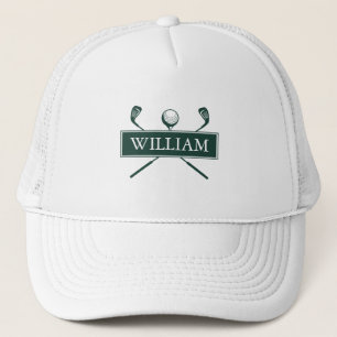 Personalisierter Name Smaragdgrüner Golfball und S Truckerkappe