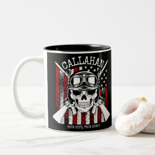 Personalisierter NAME Soldat Totenkopf Doppelpisto Zweifarbige Tasse