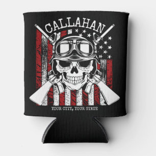 Personalisierter NAME Soldier Skull Duale Guns USA Dosenkühler