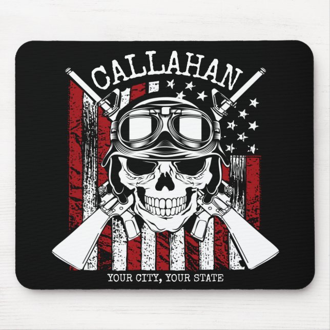 Personalisierter NAME Soldier Skull Duale Guns USA Mousepad (Vorne)