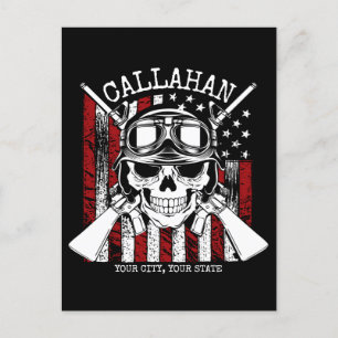 Personalisierter NAME Soldier Skull Duale Guns USA Postkarte