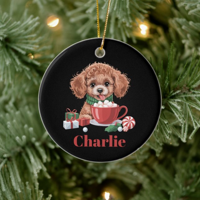 Personalisierter Name Spielzeug Poodle Dog Lover W Keramik Ornament (Baum)