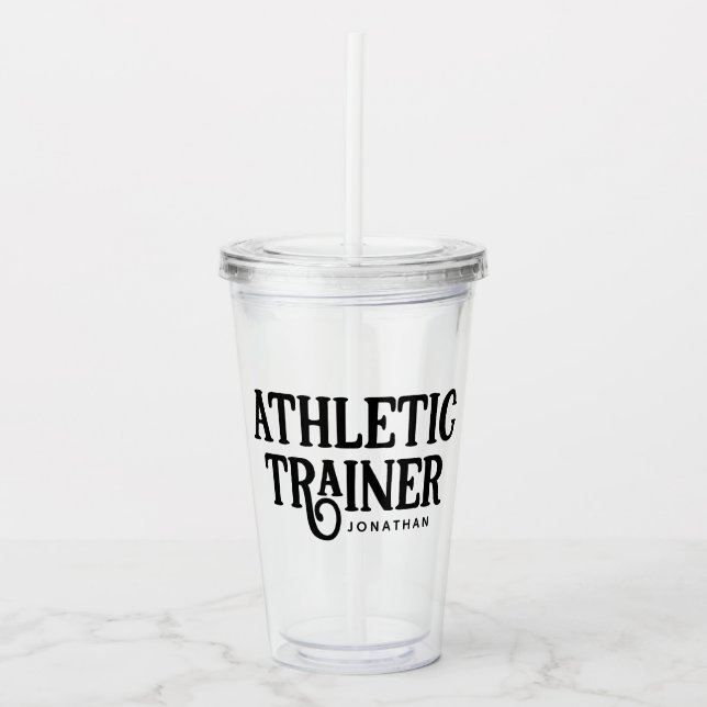 Personalisierter Name Sporttrainer Acryltrinkbecher (Vorderseite)