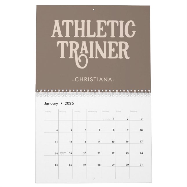 Personalisierter Name Sporttrainer Kalender (Jan 2026)