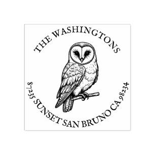 Personalisierter Name Stall Owl Rücksendeadresse B Gummistempel