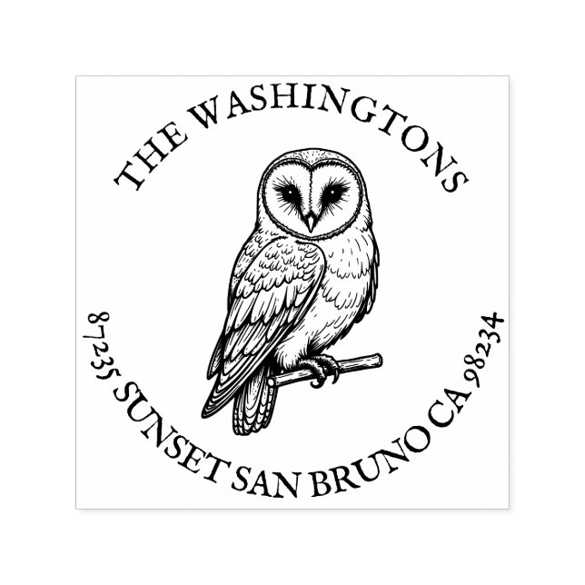 Personalisierter Name Stall Owl Rücksendeadresse B Permastempel (Design)