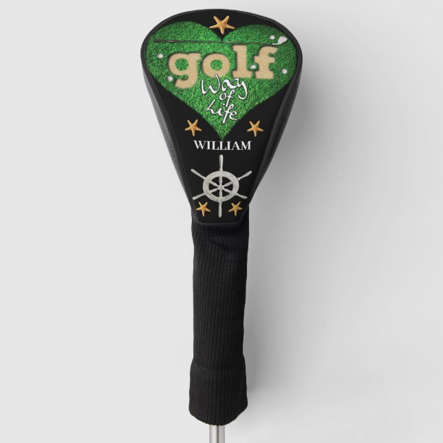 Personalisierter Name & Starfish Golfweg Golf Headcover (Vorderseite)