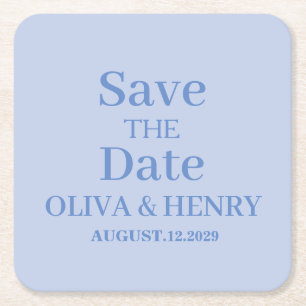 PERSONALISIERTER NAME STILVOLL SAVE THE DATE RECHTECKIGER PAPPUNTERSETZER