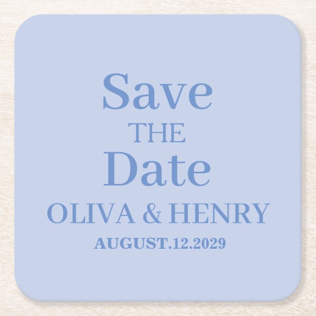 PERSONALISIERTER NAME STILVOLL SAVE THE DATE RECHTECKIGER PAPPUNTERSETZER (Vorderseite)