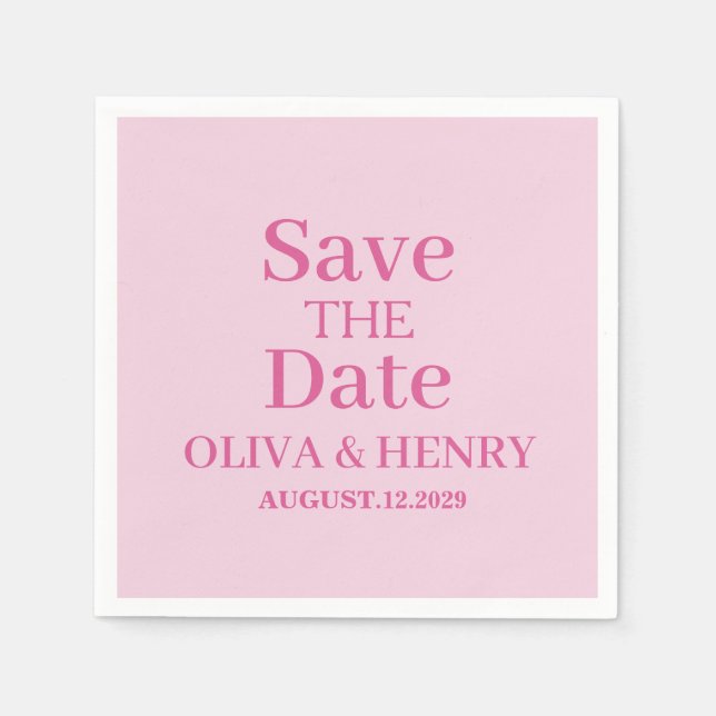 PERSONALISIERTER NAME STILVOLL SAVE THE DATE SERVIETTE (Vorderseite)