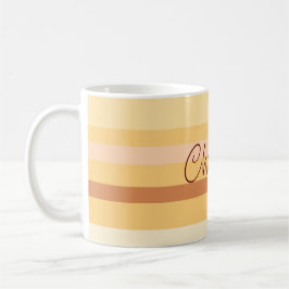 Personalisierter Name Stilvolle Beige Streifen Kaffeetasse