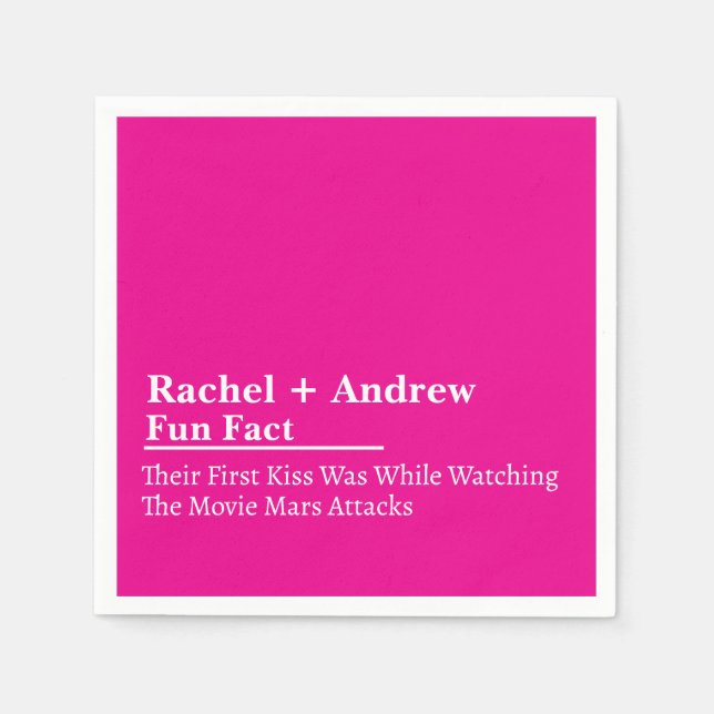 Personalisierter Name Stilvolle Fun Fact Wedding N Serviette (Vorderseite)
