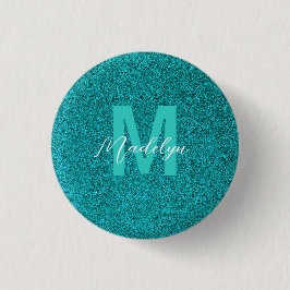 Personalisierter Name stilvoller Glitter grün Button
