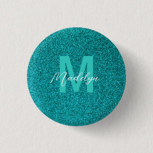 Personalisierter Name stilvoller Glitter grün Button