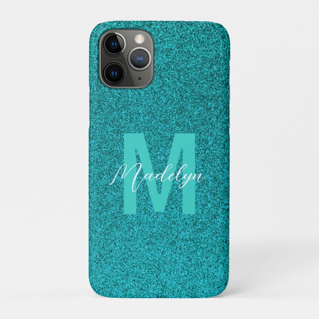 Personalisierter Name stilvoller Glitter grün Case-Mate iPhone Hülle (Rückseite)