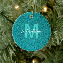 Personalisierter Name stilvoller Glitter grün Keramik Ornament
