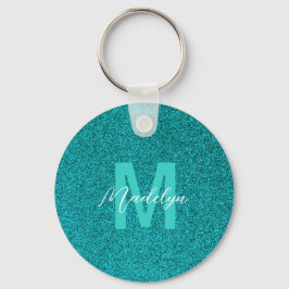 Personalisierter Name stilvoller Glitter grün Schlüsselanhänger