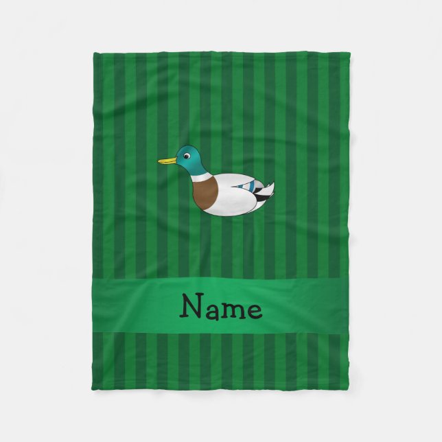 Personalisierter Name Stockente Ente Fleecedecke (Vorderseite)