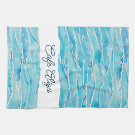 Personalisierter Name Strandwellen Wasserfarbe Neu Geschirrtuch