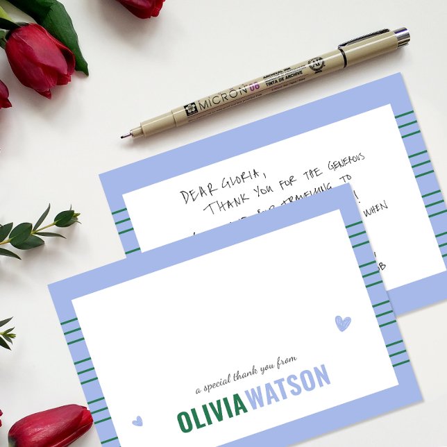 Personalisierter Name Stripe Vielen Dank Feiertagskarte (Stripe Personalized Name Thank You Appreciation Holiday Card)