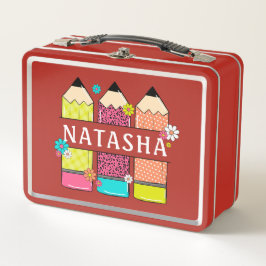 Personalisierter Name Student Pencil Metall Brotdose