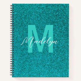 Personalisierter Name Stylisch Glitter grün Notizbuch