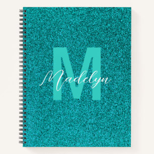 Personalisierter Name Stylisch Glitter grün Notizbuch