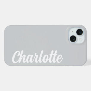 Personalisierter Name Stylisch Modern Minimal Grau iPhone 15 Plus Hülle