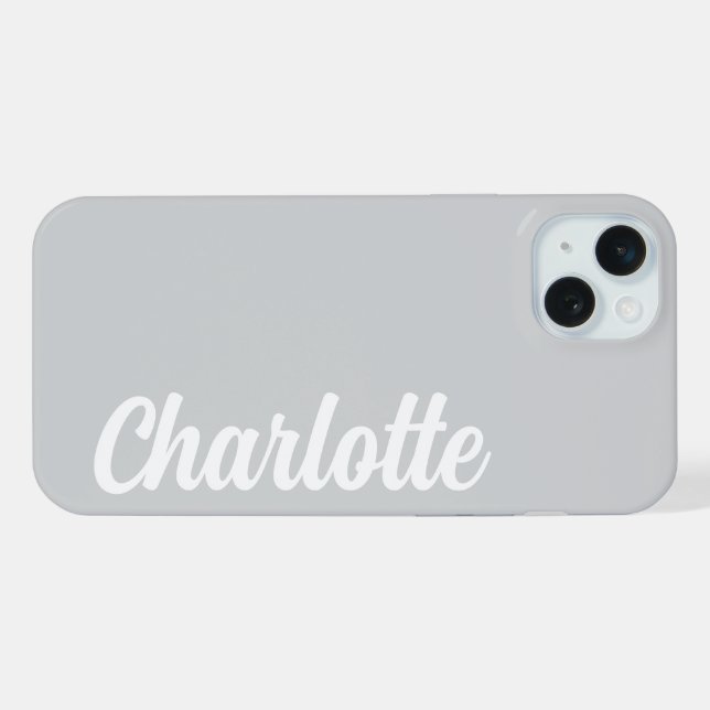 Personalisierter Name Stylisch Modern Minimal Grau iPhone Hülle (Rückseite (Horizontal))