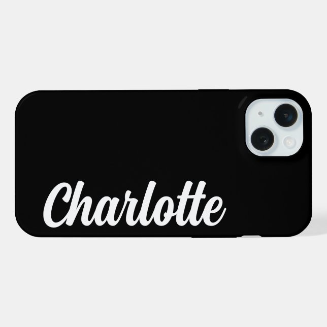 Personalisierter Name Stylisch Modern Minimal Schw iPhone Hülle (Rückseite (Horizontal))