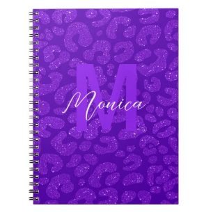 Personalisierter Name Stylischer lila Glitter Leop Notizblock