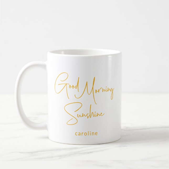 Personalisierter Name Sunshine Morning Niedlich mo Kaffeetasse (Links)