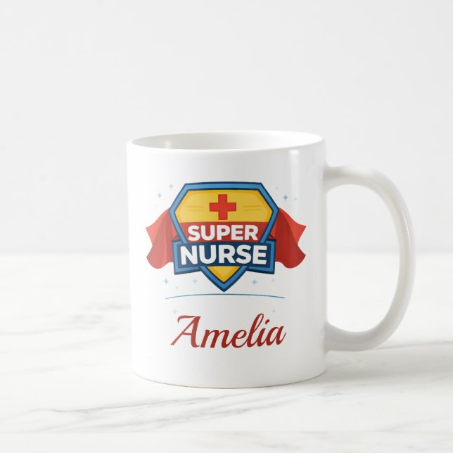 Personalisierter Name Super Krankenschwester Kaffe Kaffeetasse (Rechts)