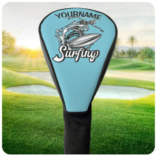 Personalisierter NAME Surfer Big Wave Skelett Surf Golf Headcover