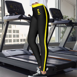 Personalisierter Name Süße schwarze gelbe Streifen Leggings