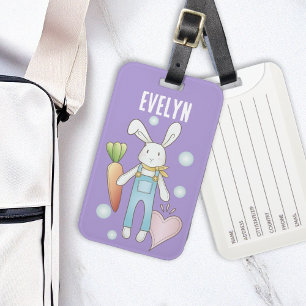 Personalisierter Name Süßes Stofftier Hase Gepäckanhänger