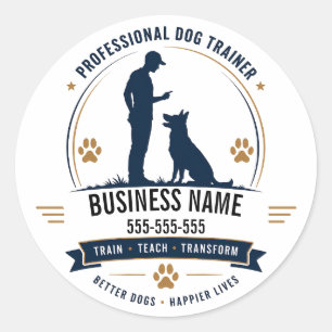 Personalisierter Name & Telefon Hunde-Trainer-Aufk Runder Aufkleber