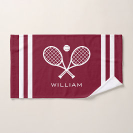 Personalisierter Name Tennis Burgund Streifen Handtuch
