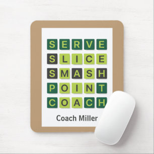 Personalisierter Name Tennis Coach Wordle Stil Mousepad