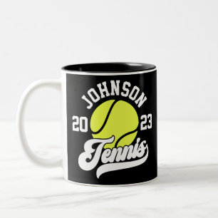 Personalisierter NAME Tennisspieler Schläger Ballp Zweifarbige Tasse