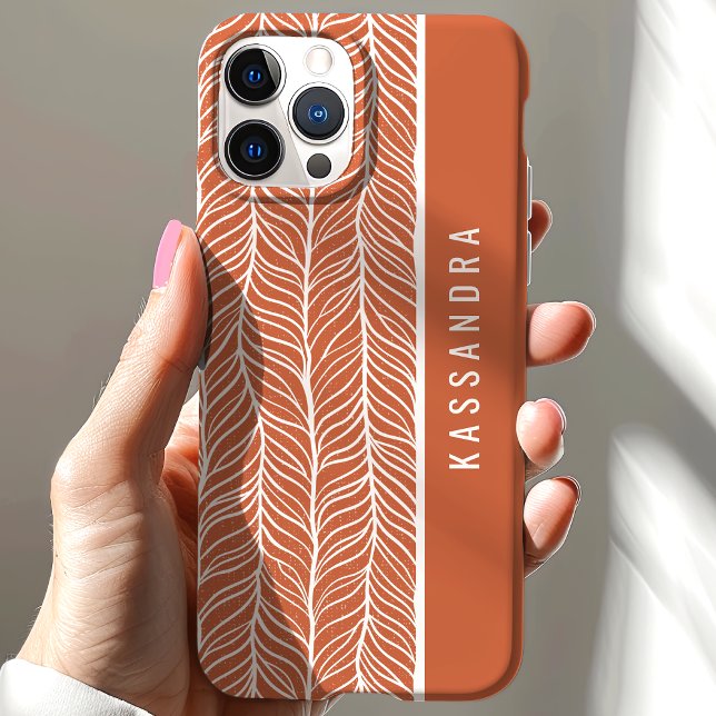 Personalisierter Name Terrakotta und Weißer Kehlko Case-Mate iPhone Hülle (Von Creator hochgeladen)