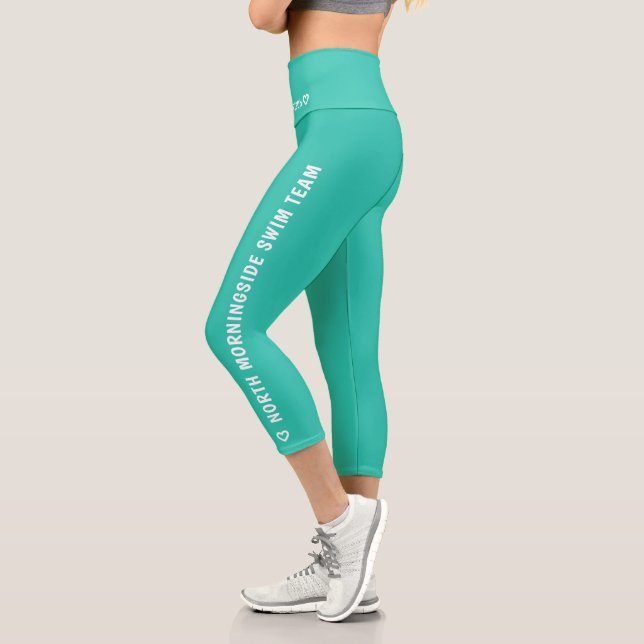 Personalisierter Name Text Logo Einfach Türkisch S Capri Leggings (Links)