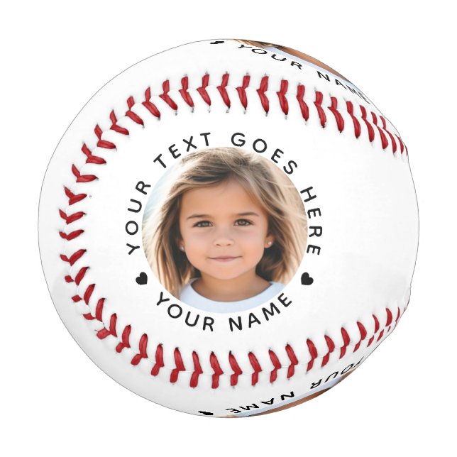 Personalisierter Name Text und Foto Baseball (Vorderseite Links)
