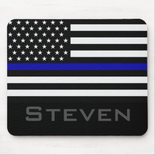 Personalisierter Name Thin Blue Line-Flag Mousepad