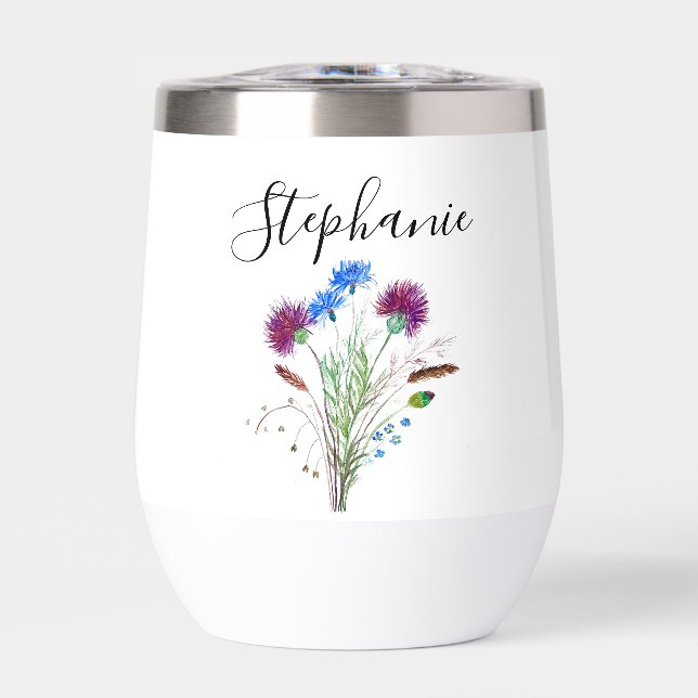 Personalisierter Name Thistle Floral Monogram (Vorderseite)
